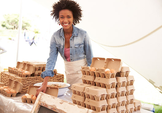 lady with dozens of eggs