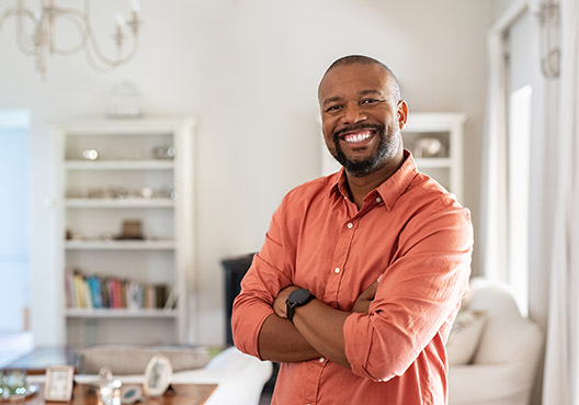 man standing in a lounge